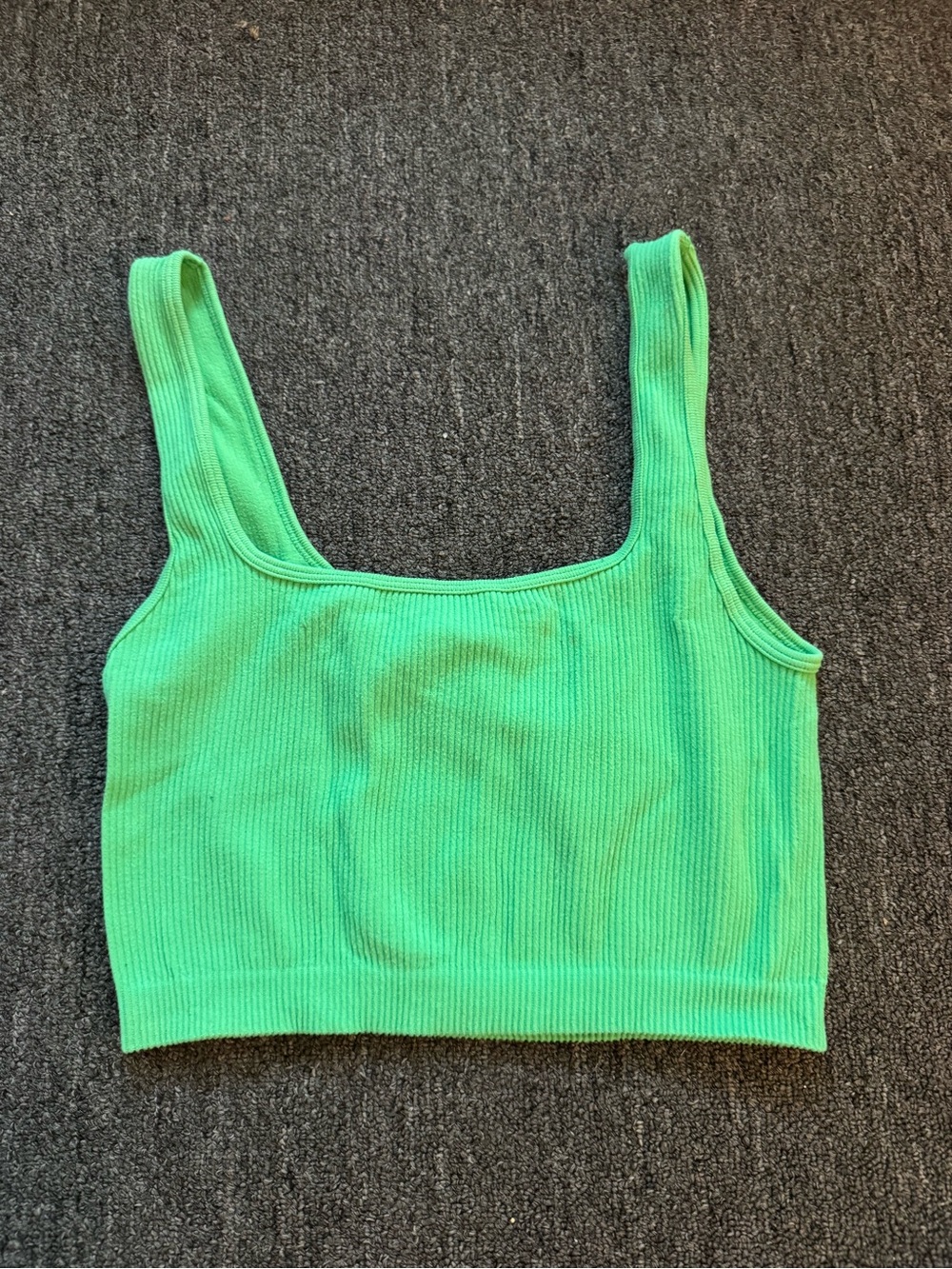 Zara Green Ribbed Crop Tank Top